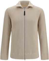 Margiela - Cotton Zip-Up Sweater Ecru - Lyst