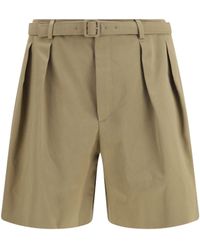 Saint Laurent - Pleated Belt Shorts - Lyst