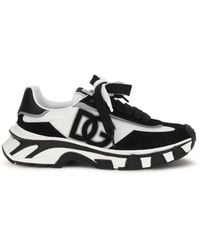 Dolce & Gabbana - Leather And Mesh Sneakers - Lyst