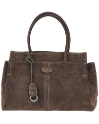 Tod's - Suede Leather Medium Shopping Bag - Lyst
