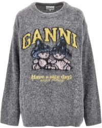 Ganni - 'Mushroom Teddy' Alpaca-Blend Sweater - Lyst