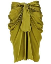 Chloé - Draped Silk Midi Skirt - Lyst