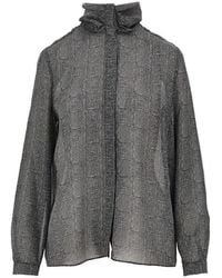 Emporio Armani - Check Print Satin Shirt - Lyst