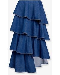 Alaïa - Denim Skirt With Ruffles - Lyst