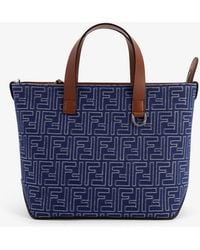 Fendi - Ff Jacquard Fabric And Leather Shopping Bag - Lyst