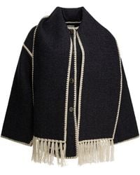 TOTEME - Short Coat With Attached Scarf Dark - Lyst