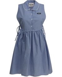 Miu Miu - Cotton Short Sleeveless Dress - Lyst