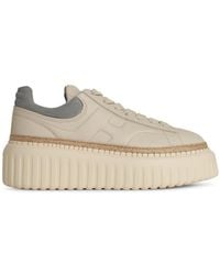 Hogan - Cream Leather H Stripes Sneakers - Lyst