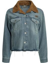 Miu Miu - Denim Jacket With Logo - Lyst