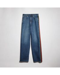Gucci - Wide Leg Jeans With Web Detail - Lyst