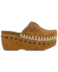 Mou - Suede Leather Clog Sandals - Lyst