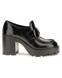 Prada - Leather Heeled Loafers - Lyst