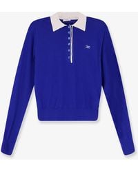 Celine - Cashmere And Silk Polo Shirt With Logo Embroidery On The Front - Lyst