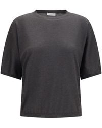 Brunello Cucinelli - Short-Sleeve Cashmere And Silk Sweater - Lyst