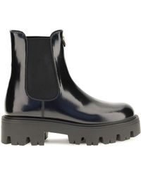Prada - Brushed Leather Ankle Boots - Lyst