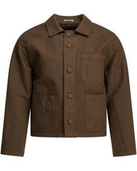 AURALEE - Cotton Overshirt Jacket Dark - Lyst