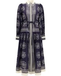 ALÉMAIS - Banderra Floral Print Midi Shirt Dress Ink - Lyst