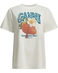 Ganni - "Strawberry" Crew-Neck T-Shirt - Lyst
