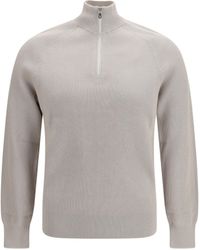 Brunello Cucinelli - Cotton Sweater With A High Neckline - Lyst