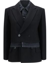 Sacai - Wool Flannel And Denim Jacket - Lyst