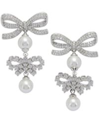 Self-Portrait - Earrings With Bows And Pearls - Lyst