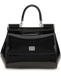 Dolce & Gabbana - Dolce & Gabbana Small Sicily Glossy Calfskin Handbag - Lyst