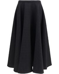 Lardini - Virgin Wool Ruffled Midi Skirt - Lyst