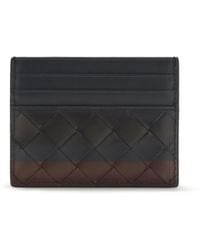 Bottega Veneta - Intrecciato Leather Card Holder Midnight - Lyst
