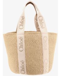Chloé - Woody Raffia Shoulder Bag - Lyst