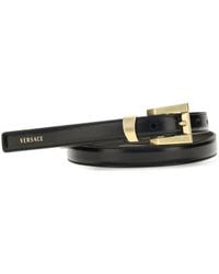 Versace - Glossy Leather Logo Print Belt - Lyst
