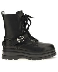 Pinko - Eva Lace-Up Leather Ankle Boots - Lyst