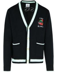 CASABLANCA - 'Mountain Temple' Merino Wool Embroidered Cardigan - Lyst