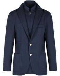 Eleventy - Dark Cotton Blend Blazer - Lyst