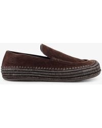Loewe - Rio Suede And Raffia Loafers - Lyst