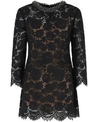 Self-Portrait - Self Portrait Cotton Blend Mini Dress - Lyst