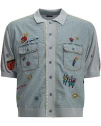 Kapital - Knit X Chambray Polo Shirt Light - Lyst