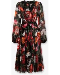 Dolce & Gabbana - Dolce & Gabbana Chiffon Dress With Floral Print - Lyst