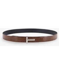 Tom Ford - Crocodile-Effect Leather Belt - Lyst
