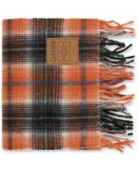 Ganni - Checked Wool Scarf - Lyst