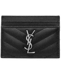 Saint Laurent - Grain De Poudre Leather Cardholder - Lyst