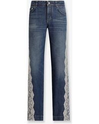 Dolce & Gabbana - Denim Jeans With Lace Profiles - Lyst