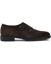 Santoni - Suede Double Buckle Loafers - Lyst