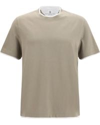 Brunello Cucinelli - Cotton T-Shirt Two-Tone Hem - Lyst