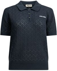 Miu Miu - Polo Shirt With Buttons And Logo - Lyst