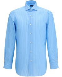 Finamore 1925 - Regular Striped Shirt Solid Kaki - Lyst