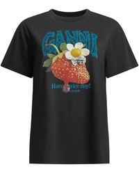 Ganni - "Strawberry" Crew-Neck T-Shirt - Lyst