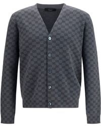 Gucci - Cardigan Gg Print Silk-Wool - Lyst
