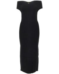 Alberta Ferretti - Knitted Midi Dress With Metal Detail - Lyst
