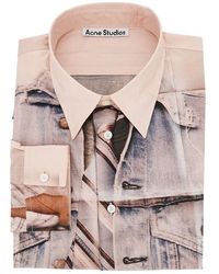 Acne Studios - Cotton Shirt With Trompe-L'Œil Print - Lyst
