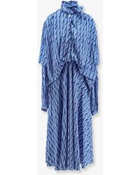 Balenciaga - Printed Fabric Long Dress - Lyst